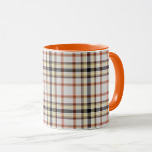 Mug Tartan blanc noir orange jaune