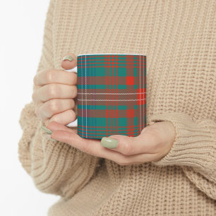 Mug Tartan Clan Wilson Carreaux Orange Turquoise