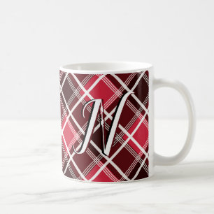 Mug Tartan classique Plaid Red Black Monogramme person