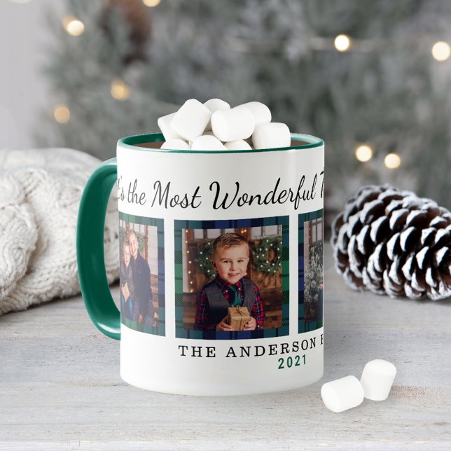 Mug Tartan de la plus merveilleuse période Photo Noël (Créateur téléchargé)