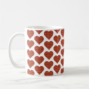 Mug Tartan en forme de cœur orange marron bordeaux