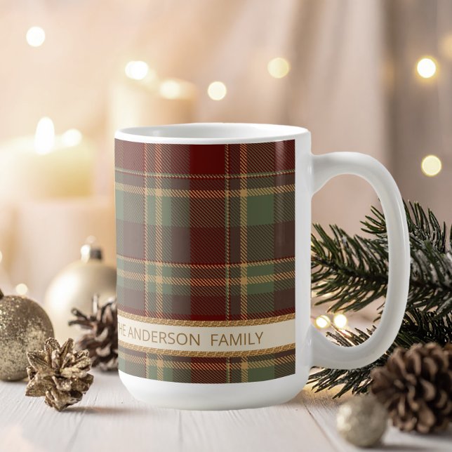 Mug Tartan Merry Christmas Gold Frame ID1141A (Créateur téléchargé)