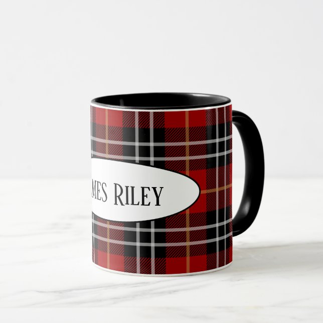 Mug tartan noir et rouge (Devant droit)