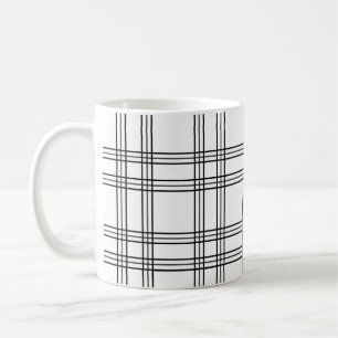 Mug Tartan Plaid Blanc Avec Lignes Noires