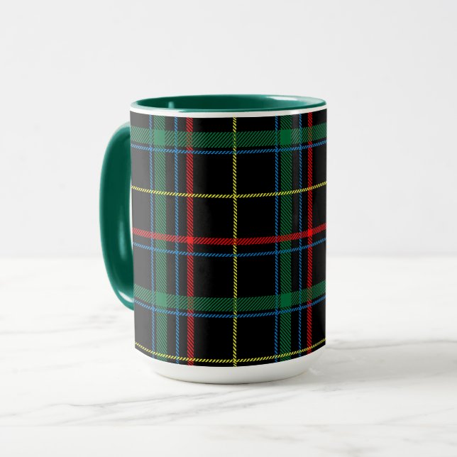 Mug Tartan Plaid Motif, Vert, (Devant gauche)