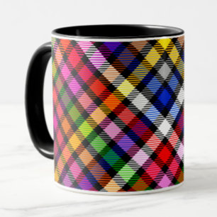 Mug Tartan Plaid Multicolore Flannel Sur Noir