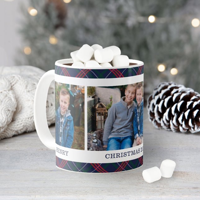 Mug Tartan Plaid Navy Nom de Noël Photo (Créateur téléchargé)
