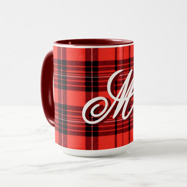 Mug Tartan Plaid Rouge traditionnel Collection moderne (Devant gauche)