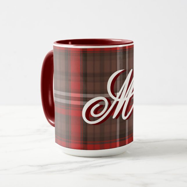 Mug Tartan Plaid Rouge Traditionnel Collection tendanc (Devant gauche)