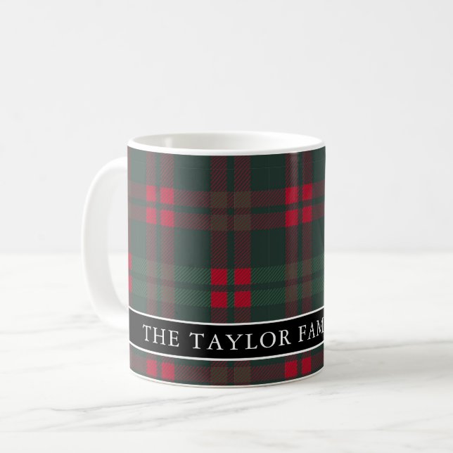 Mug Tartan Plaid Rustique Nom de Famille (Devant gauche)