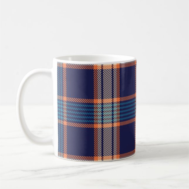 Mug Tartan plaid, texture marine colorée. (Gauche)