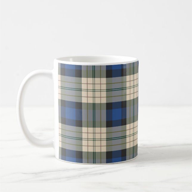 Mug Tartan plaids motif - beige bleu traditionnel (Gauche)