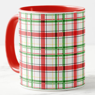 Mug Tartan plat de Noël - Blanc