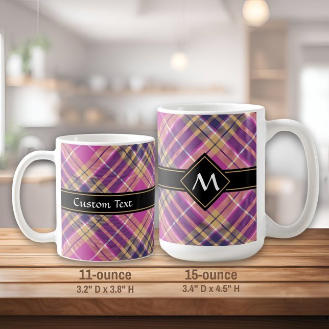 Mug Tartan rose, or et bleu (Créateur téléchargé)
