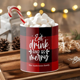 Mug Tartan Rouge de Buffalo « Mangez, Buvez & Soyez Jo