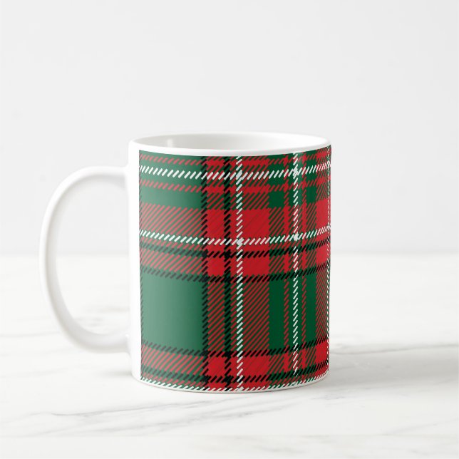 Mug Tartan traditionnel : motif plaid rouge-vert. (Gauche)