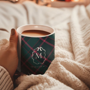 Mug Tartan vert et rose   Photo Monogramme 2 personnal