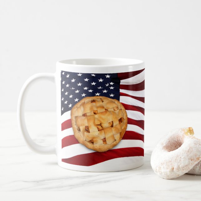 Mug Tarte aux pommes avec drapeau américain (Avec donut)