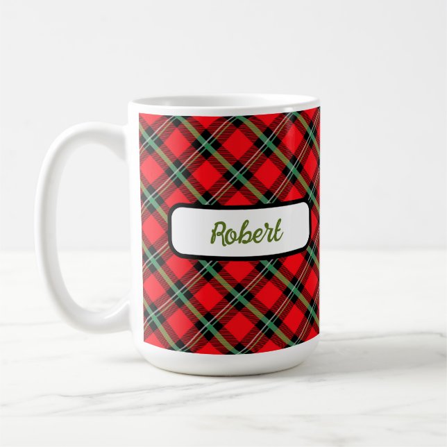 Mug Tarte rouge noir vert Plaid Musique personnalisée (Gauche)
