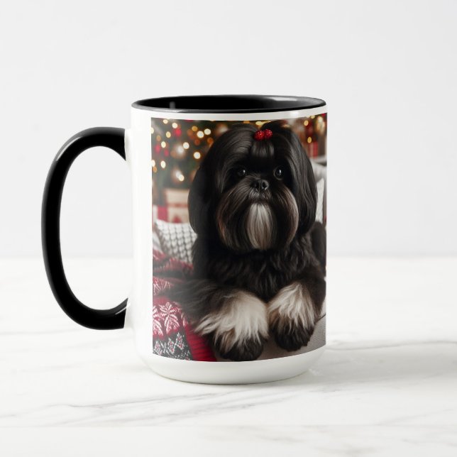 Mug Tasse Café Noël Shih Tzu Noir (Gauche)