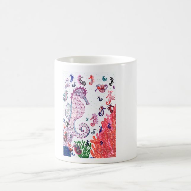 Mug Tasse. Dessin d'hippocampes (Centre)