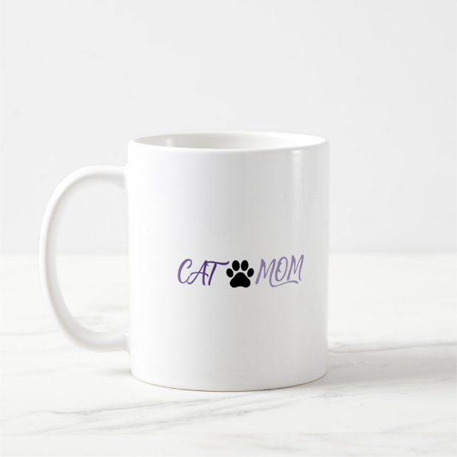 Mug Tasse Empreinte de Patte de Chat Maman Violet  (Gauche)