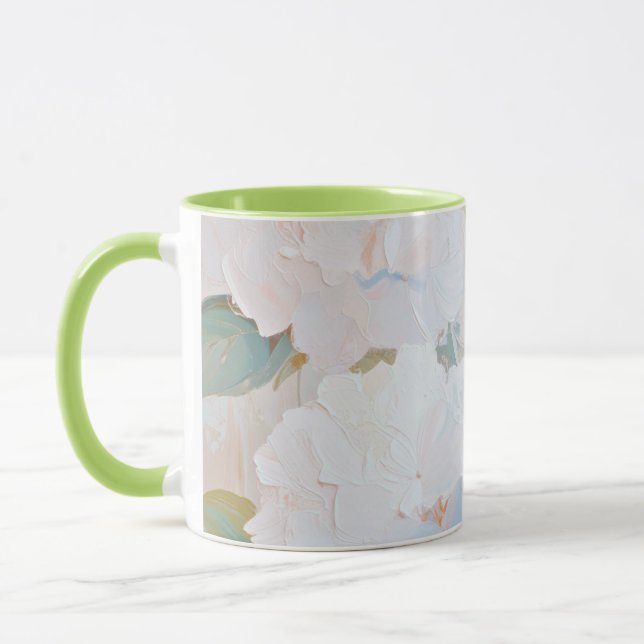 Mug Tasse, Image aquarelle abstraite d'hortensia (Gauche)