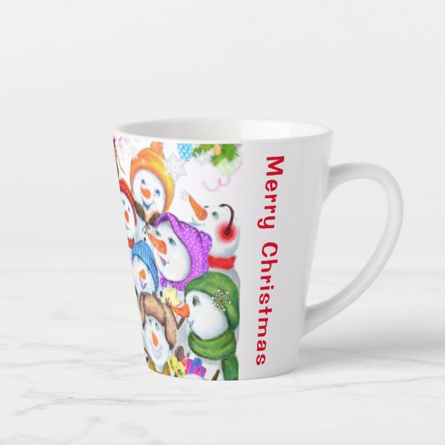 Mug Tasse Latte Christmas Snowman Joyeux Noël (Droite)