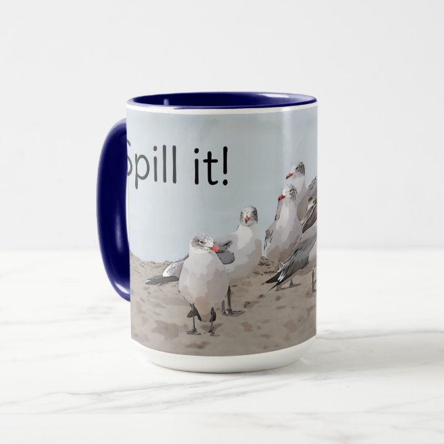 Mug Tasse Mouette Mignonne Répand la Rumeur (Devant gauche)