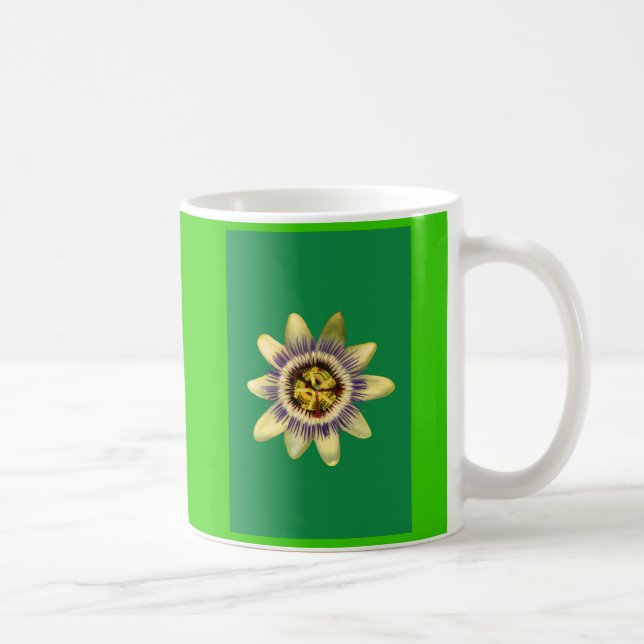 Mug Tasse, PASSION_FLOWERFLOWER. Arrière - plan vert (Droite)