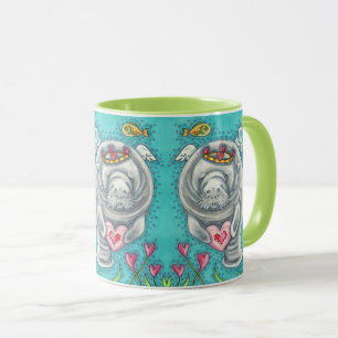 MUG TASSEAU MANATEE, BULLES & COEURS VALENTIN COLORÉ