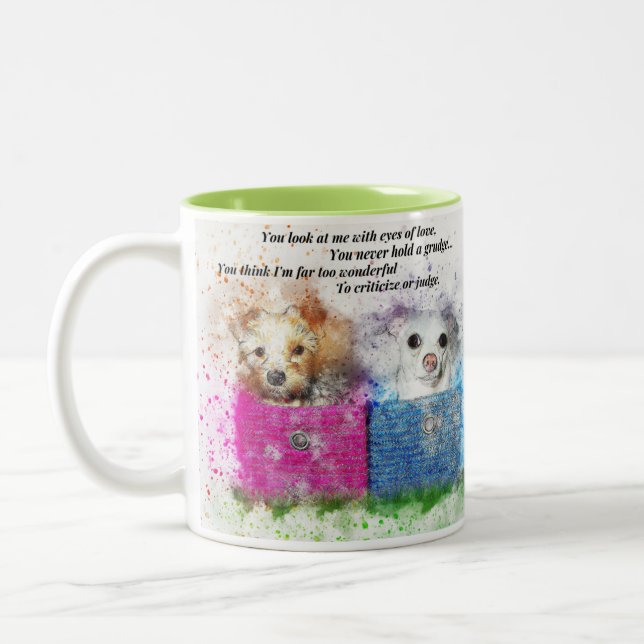Mug Tasses Chiots Mignons dans des Paniers Rose et (Gauche)