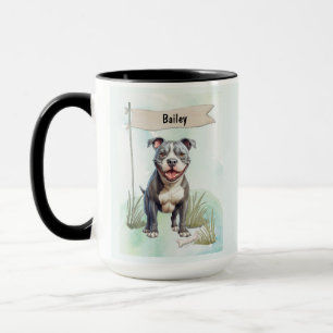 Mug Tatouage de chien personnalisé à l'aquarelle Pit B