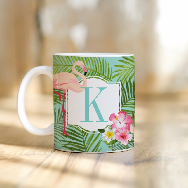 Mug Tatouage de feuille de palmier flamant tropical (Créateur téléchargé)