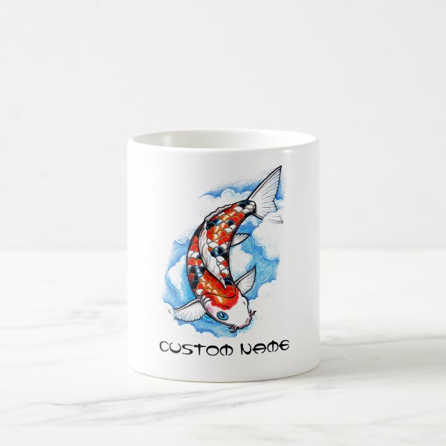 Mug Tatouage oriental frais de nuage de carpe de Koi (Centre)
