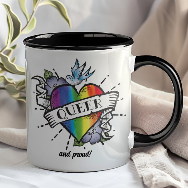 Mug Tatouage Queer Heart (Queer and proud, because you belong!)