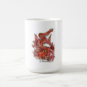 Mug Tatouage rouge oriental frais de dragon