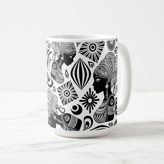 Mug Tatouage Tribal Portrait de Fille Africaine (Devant droit)