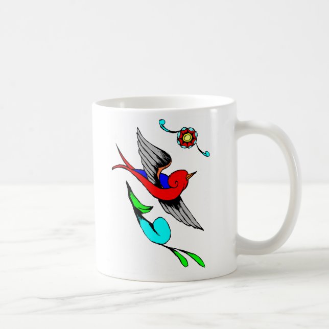 Mug Tatouage vintage de moineau (Droite)