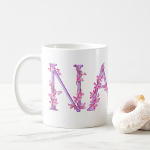 Mug Taupe de peinture d'art rose pourpre à l'orchidée 