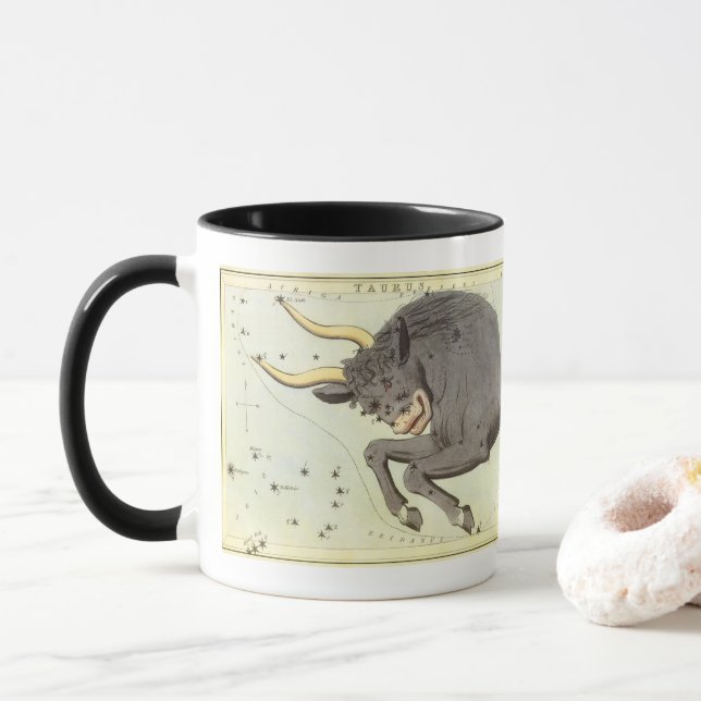 Mug Taureau, Constellation Vintage Urania's Mirror (Avec donut)