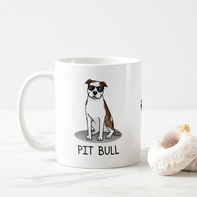 Mug Taureau cool avec lunettes de soleil (lb brindle b (Avec donut)
