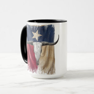 Mug Taureau de Longhorn sur Distressed Texas