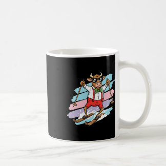 Mug Taureau de ski dessin animé Vache cool sur skis Pa