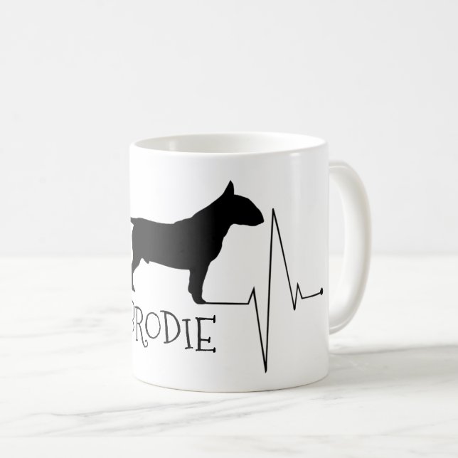 Mug Taureau personnalisé Aimer Mon Chien Coeur Beat (Devant droit)