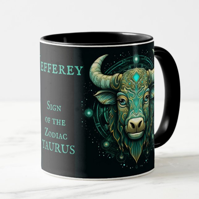 Mug Taurus Anniversaire Cadeau Ajouter un nom Beau caf (Créateur téléchargé)