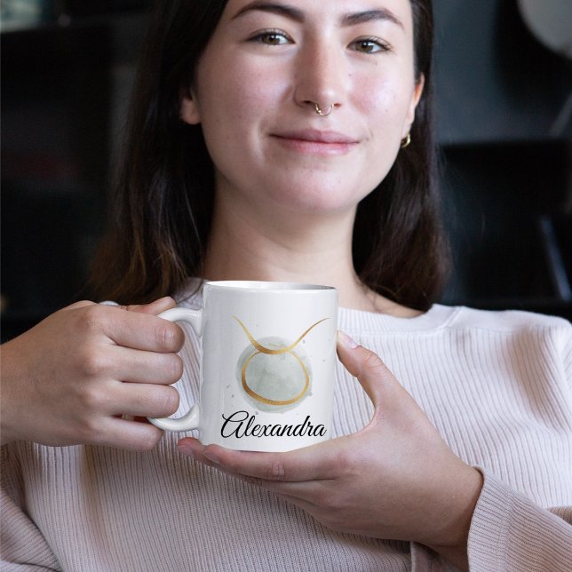 Mug Taurus Aquarelle Personnalisable Zodiac Design Caf (Créateur téléchargé)