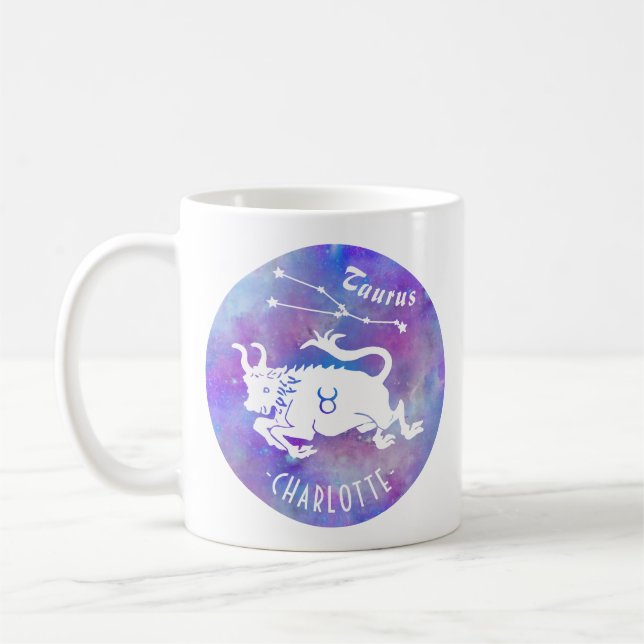 Mug Taurus Bull Constellation Étoiles Nom Anniversaire (Gauche)