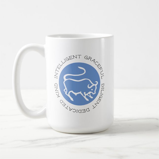 Mug Taurus Bull Logo Zodiac Star Sign Astrologie Café (Gauche)