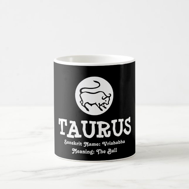 Mug Taurus Bull Vrishabha Sanskrit Signifiant Noir Bla (Centre)